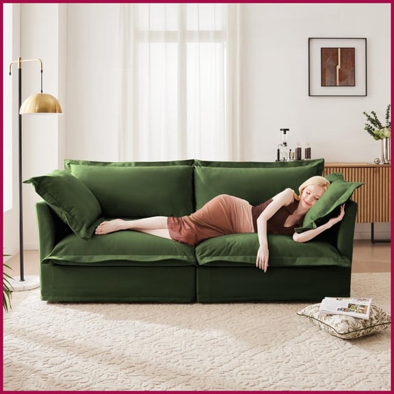 Modern Chenille 2-Seat Sofa with Detachable Cover, Comfy Deep Seat Couch for Small Spaces & Living Rooms