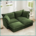 thumbnail image 1 of Modern Chenille 2-Seater Convertible Green Sofa with Ottomans - Removable Covers & Plush Comfort for Living Room, 1 of 21