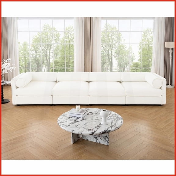 Modern Chenille 4-Seat L-Shaped Modular Sectional Sofa with Storage for Living Room