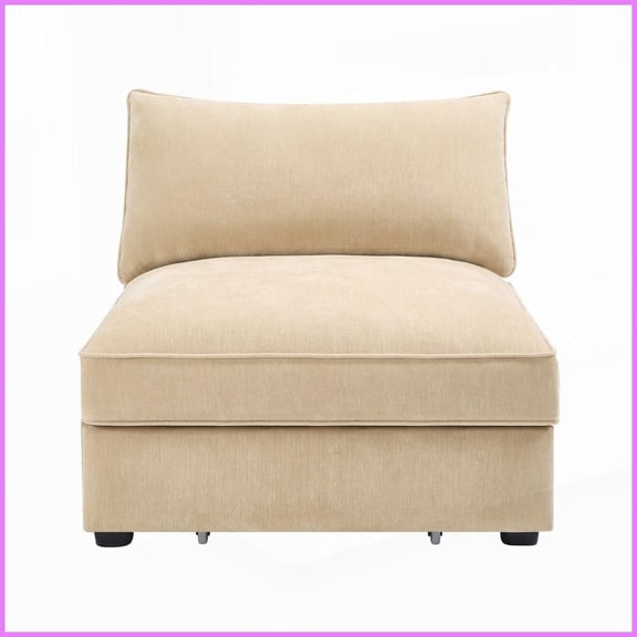 Modern Chenille Armless Sofa - 2/3/4-Seat Wheat with Hidden Storage for Living Room