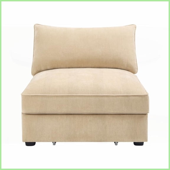 Modern Chenille Armless Sofa - Wheat | 2/3/4-Seat with Hidden Storage for Living Room