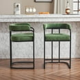 thumbnail image 1 of Modern Chenille Bar Stools Set of 2, Soft and Durable Chenille Fabric Bar Chairs, Chairs with Metal Frame and Armrests, Chairs for Kitchen, Island, Dining Room and Home Bar, Green, 1 of 7