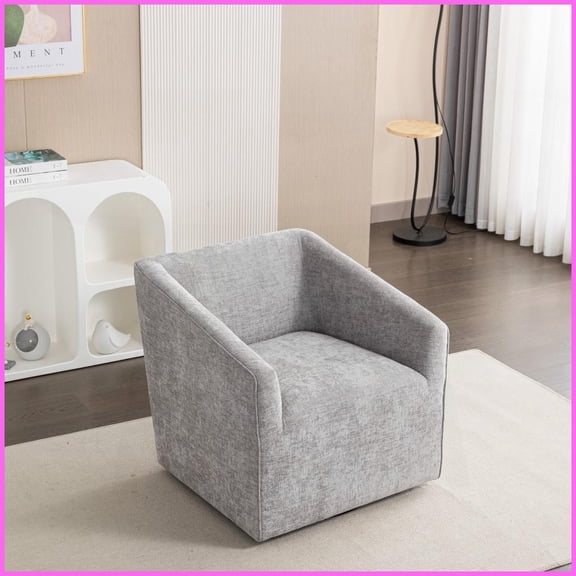 Modern Chenille Barrel Armchair with 360° Swivel – Single Seater for Living Room Bedroom