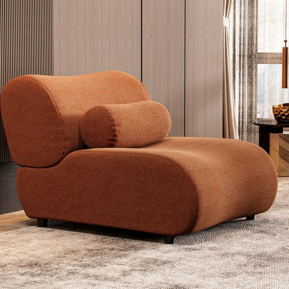 Modern Chenille Couch With 70° Reclined , Rust Orange Upholstery & Cylindrical Pillows, Spacious Sectional For Large Living Spaces, Modular Design, Home Office Comfort , Rooms, Room Couch,