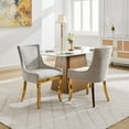 thumbnail image 1 of Modern Chenille Dining Chairs with Curved Gold-Plated Legs & Rivet Trim, Upholstered Comfort for Dining/Lounge, Stain-Resistant Textured Fabric & One-Piece Durable Structure, Beige Set of 2, 1 of 9