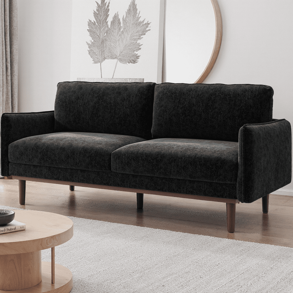 Modern Chenille Loveseat Sofa 75.75" 2-Seater Couch with Pocket Spring ...