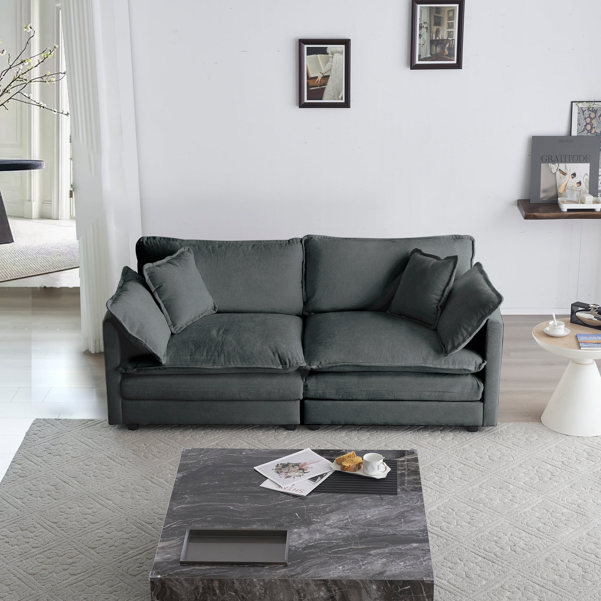 Modern Chenille Loveseat Upholstered 2-Seater Sofa Couch with Deep ...