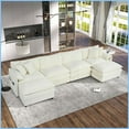 thumbnail image 1 of Modern Chenille Modular Sectional Sofa, 6-Seater U-Shaped Couch with 2 Movable Ottomans, Oversized Deep Seat for Living Room, DIY Combination, 1 of 19