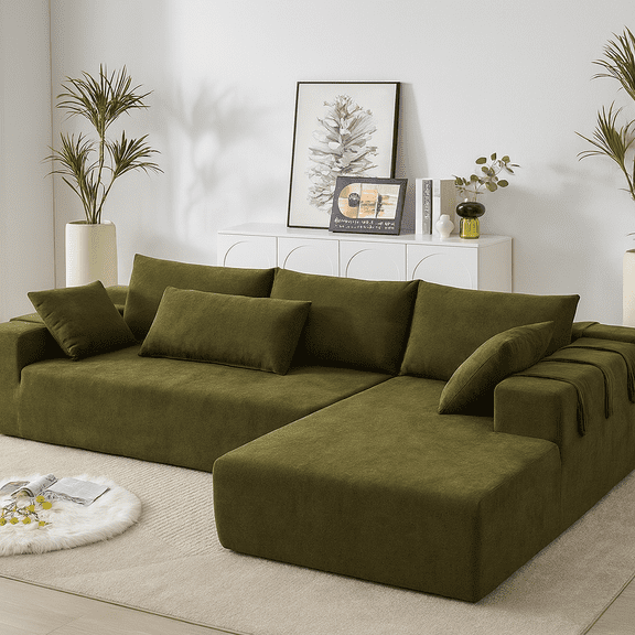 Modern Chenille Upholstered Sectional Sofa Couch Set,Modular 108" L Shaped Sectional Living Room Sofa Set With 6 Pillows,Free Combination Sofa Couch for Living Room,Bedroom(Right Chaise)W834P240007