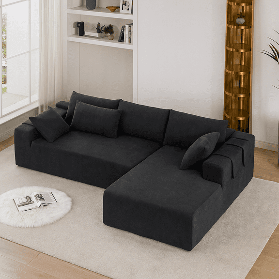 Modern Chenille Upholstered Sectional Sofa Couch Set,Modular 108" L Shaped Sectional Living Room Sofa Set With 6 Pillows,Free Combination Sofa Couch for Living Room,Bedroom(Right Chaise)W834P240010