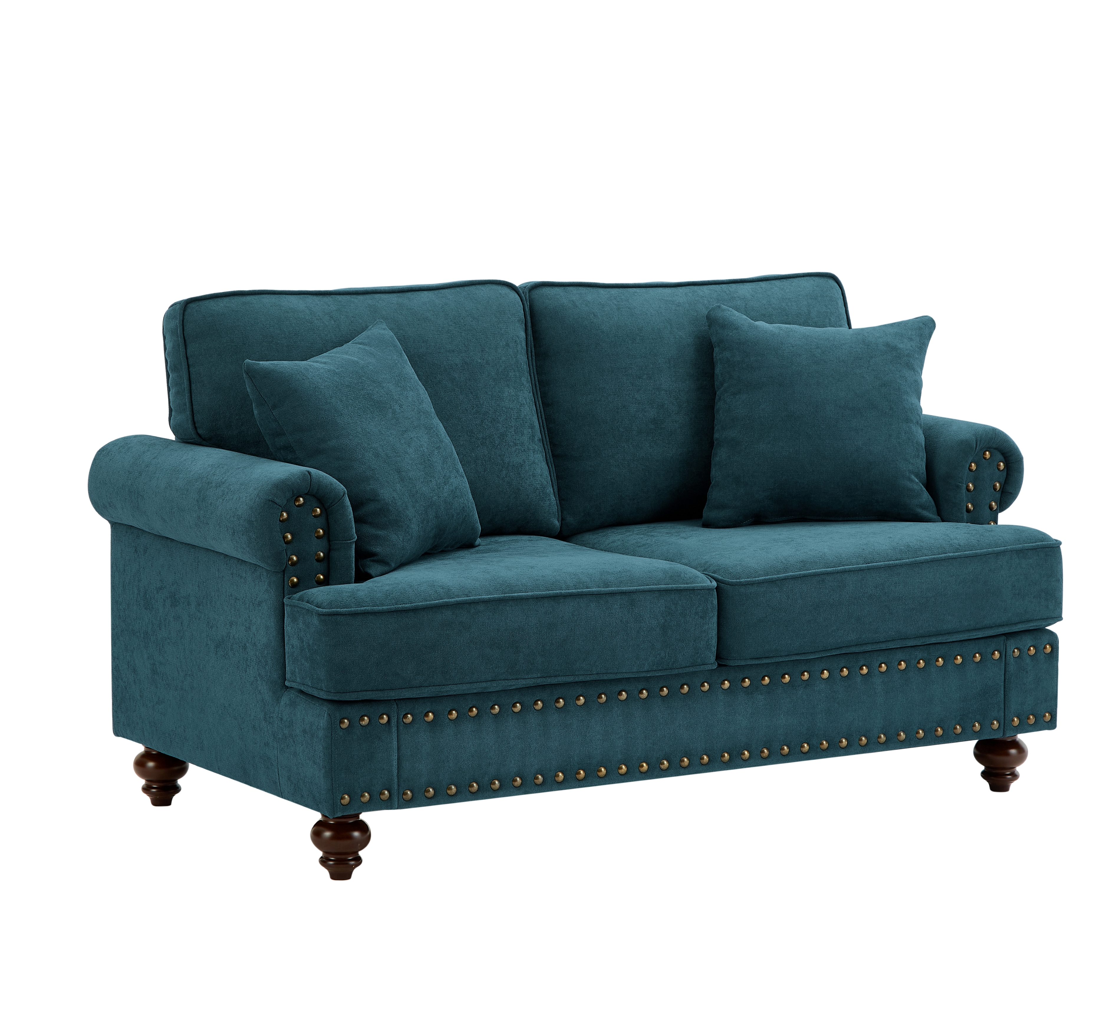 Modern Chenille Upholstered Sofa Couch, Small Loveseat with Nailhead