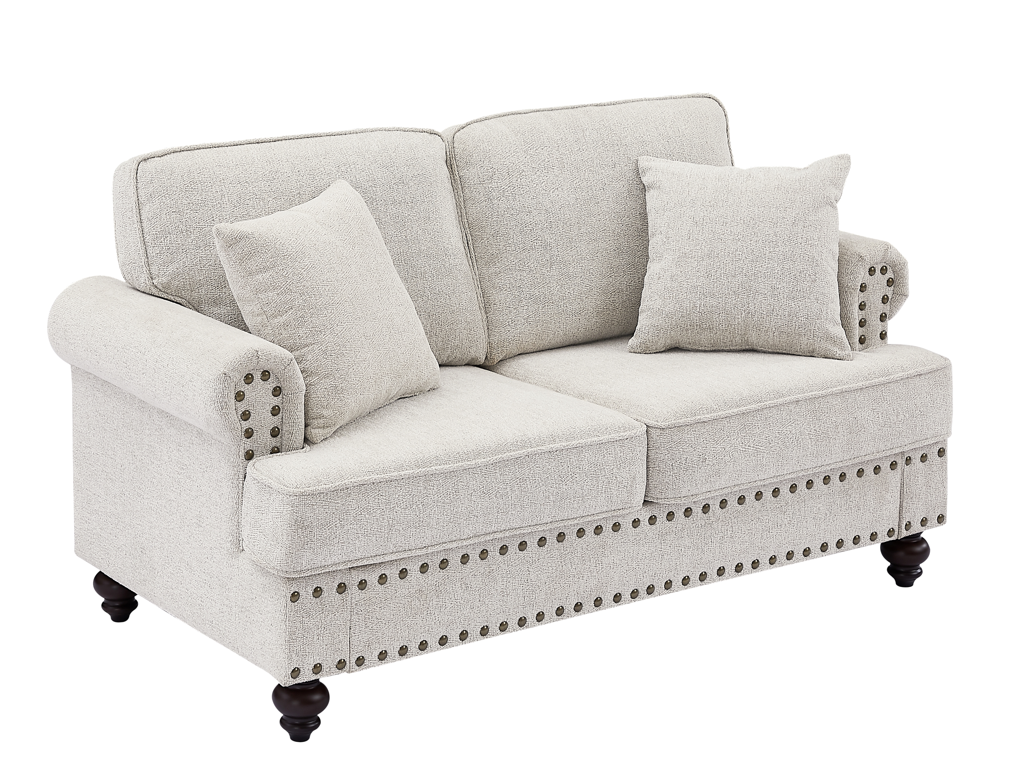 Modern Chenille Upholstered Sofa Couch, Small Loveseat with Nailhead