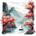 thumbnail image 1 of Modern Cherry Flower River Sunset DIY 11CT Stamped Cross Stitch Kits for Beginners Easy Needlepoint Embroidery Counted Cross Stitch Art Craft for Wall Decoration 14x14inch(5), 1 of 8