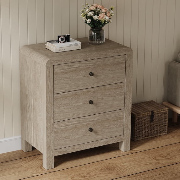 May in Color Modern Chest of Drawers, with Rounded Corners and Soft Close Drawers, 1 Piece, Natural Wood