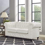 Naomi Home Modern Chesterfield Loveseat , Upholstered Cushion Loveseat For Home - Color White