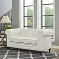 thumbnail image 1 of Emery Chesterfield Leather Loveseat, Small Sofa with Rolled Arms and Tufted Cushions for Small Spaces, Easy Assembly-Color:White,Material:Faux Leather, 1 of 11