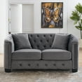 thumbnail image 1 of Modern Chesterfield Velvet Sofa, 59" Loveseat 2 Seater Sofa, Upholstered Tufted Backrests with Nailhead Arms and 2 Cushions for Living Room, Bedroom, 1 of 9