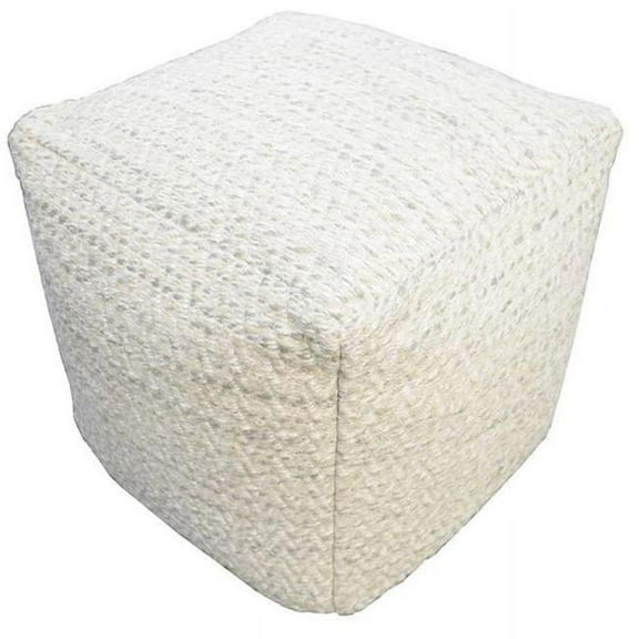 Modern Chevron Handwoven Beige Pouf Ottoman Made with Viscose, Contemporary Chevron Design, Footstool, Couch, Side table