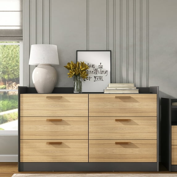Modern Chic 6-Drawer Dresser Featuring Bronze Handles