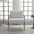 thumbnail image 1 of Modern Chic Accent Chair with Metal Frame, Upholstered Chenille Living Room Chair with Removable Seat and Back Cushion, Comfy Reading Chair for Bedroom, White, 1 of 11
