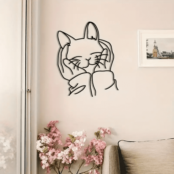 Modern Chic Metal Cat Silhouette Wall Art, Iron Home Decor Cat Lover Gift