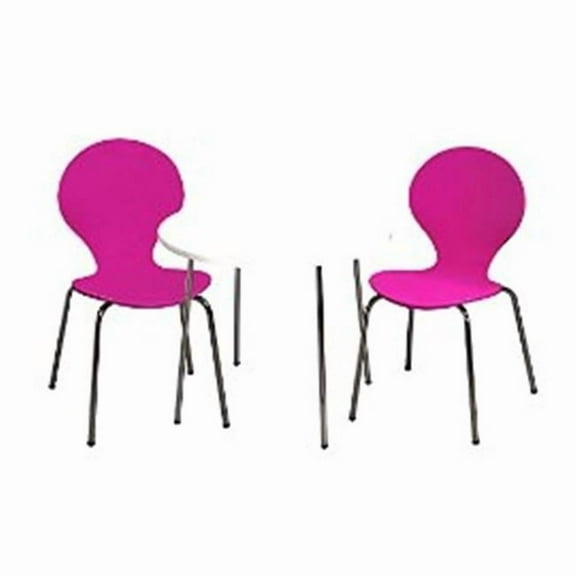 Modern Childrens Table and 2 Chair Set with Chrome Legs - Purple