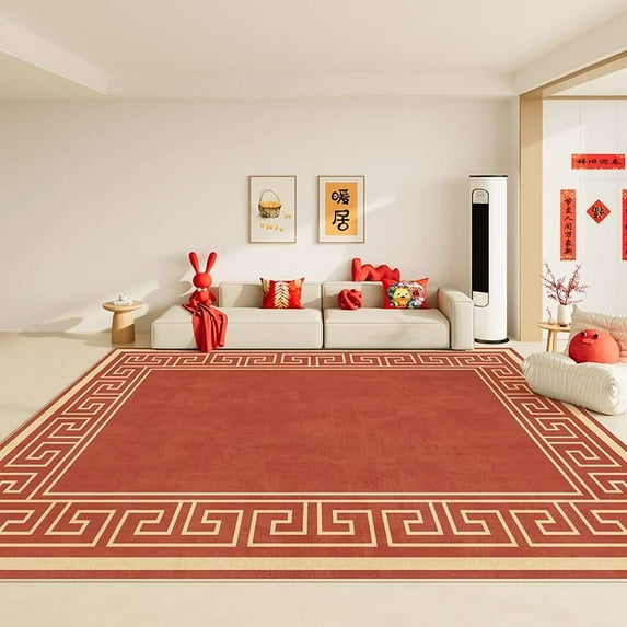 Modern Chinese Style Large Rugs for Living Room Red Simple Room ration Home Mats Washable Antiskid C