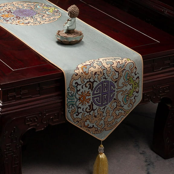 Modern Chinese Table Runners With Tassel, Embroidery Table Runner, Thanksgiving Decorations Long Table Cloths For Home Dining Wedding Dresser-yellow-33x160cm