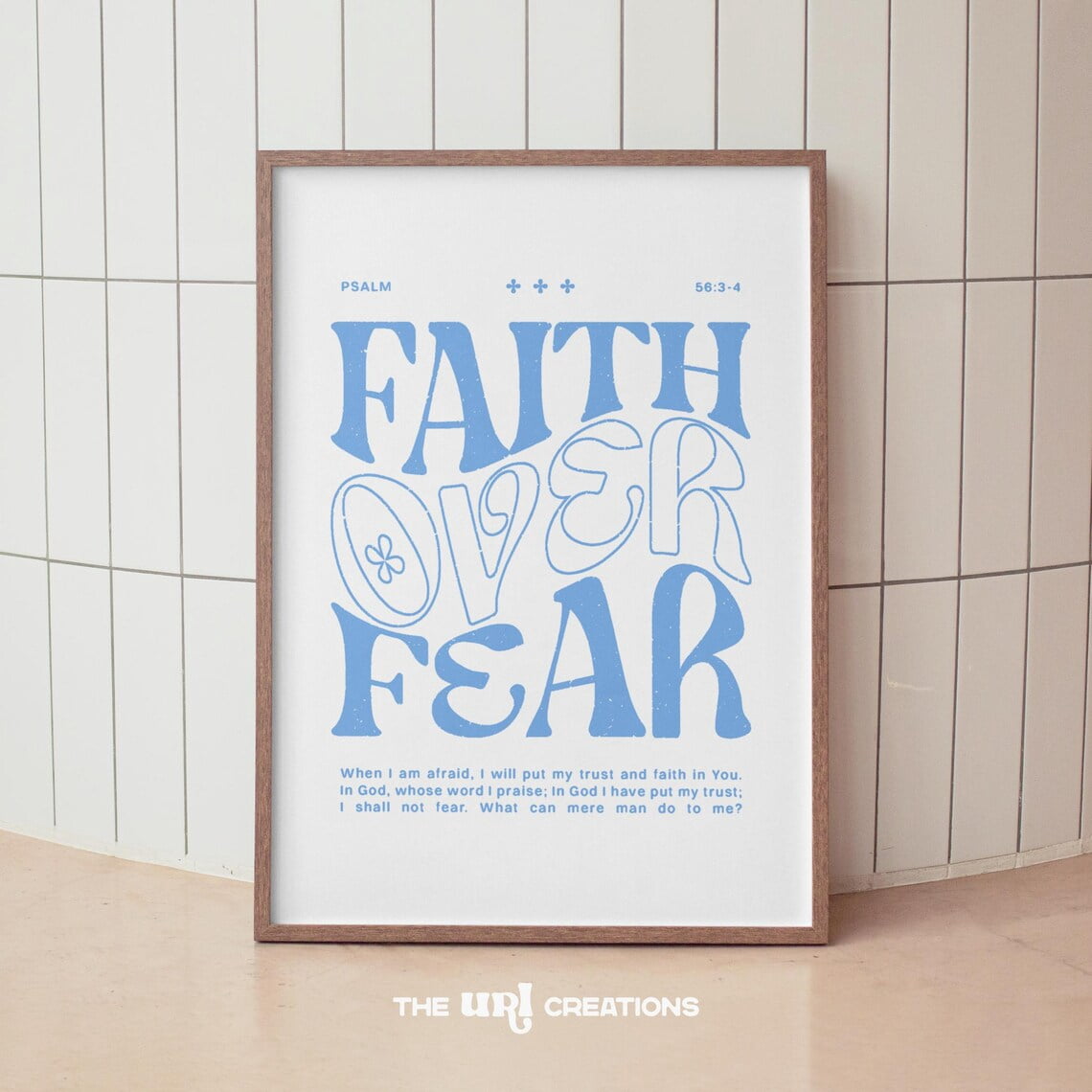 Modern Christian Blue Faith Over Fear Preppy Dorm Poster, Unframed ...