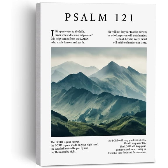 Modern Christian Wall Decor Bible Verse Faith Art Canvas Painting Framed Wall Art Decor for Home Living Room Bedroom, Psalm 121 Scripture Landscape Canvas Poster Print Religious Gift