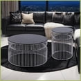 thumbnail image 1 of Modern Chrome Coffee Table & End Table Set, Tinted Glass Top, Space-Saving & Easy-Clean for Living Room, 1 of 16