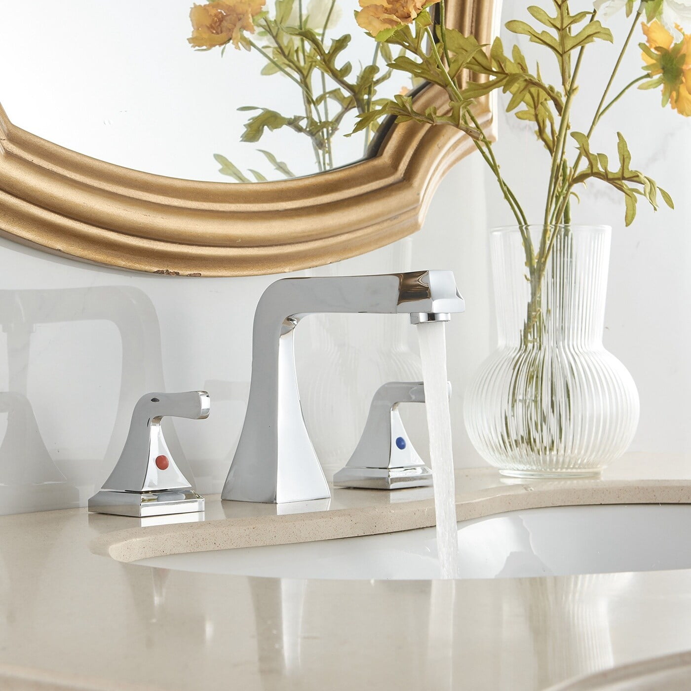 Modern Chrome Double Handle Bathroom Faucet - Walmart.com