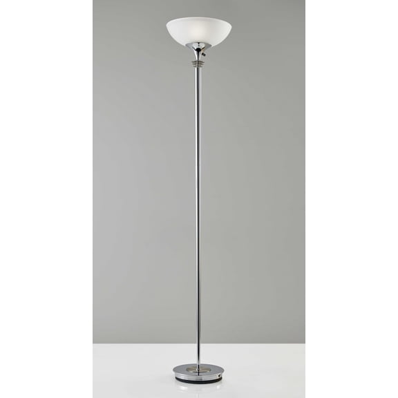 Modern Chrome Thick Pole Torchiere Floor Lamp