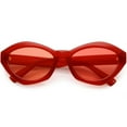 thumbnail image 1 of Modern Chunky Mono Colored Cat Eye Sunglasses Oval Flat Lens 56mm (Red), 1 of 4