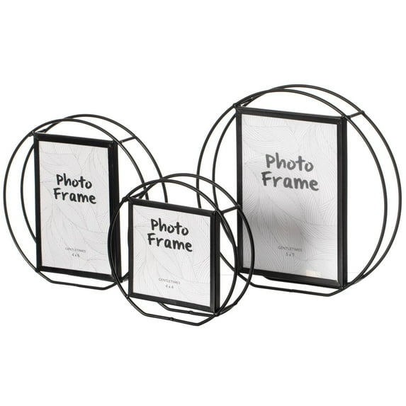 Modern Circle Shape Black Metal Decor Photo Frame for Tabletop Display