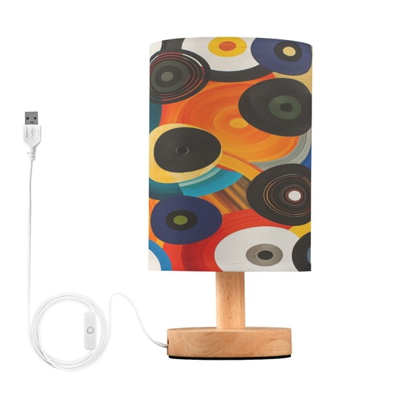 Modern Circles Bedside Table Lamp Desk Warm Lights with USB Charging Port Cylinder LED Lamps for Bedroom Living Room Office