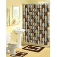 thumbnail image 1 of Modern Circles Light Blue 15 Pcs Shower Curtain with Hooks Bathroom Rug Set, 1 of 2
