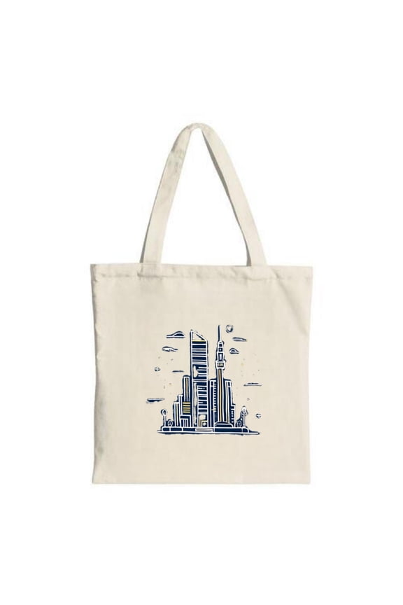 Modern City Skyline Tote Bag - Stylish Canvas Bag with Skyscraper Design Perfect for Shopping Travel and Parties