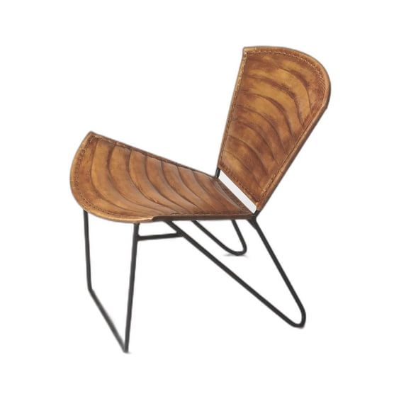 Modern Clamshell Leather Accent Chair
