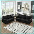 thumbnail image 1 of Modern Classic 2+3 Seater Faux Leather Loveseat & Sofa Set with Storage, Black Upholstery for Living Room, 1 of 12