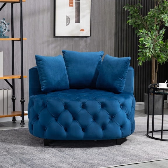 Modern Classic Accent Chair for Living Room - Blue, 85×80×75cm, Polyester Fabric, Durable & Comfortable