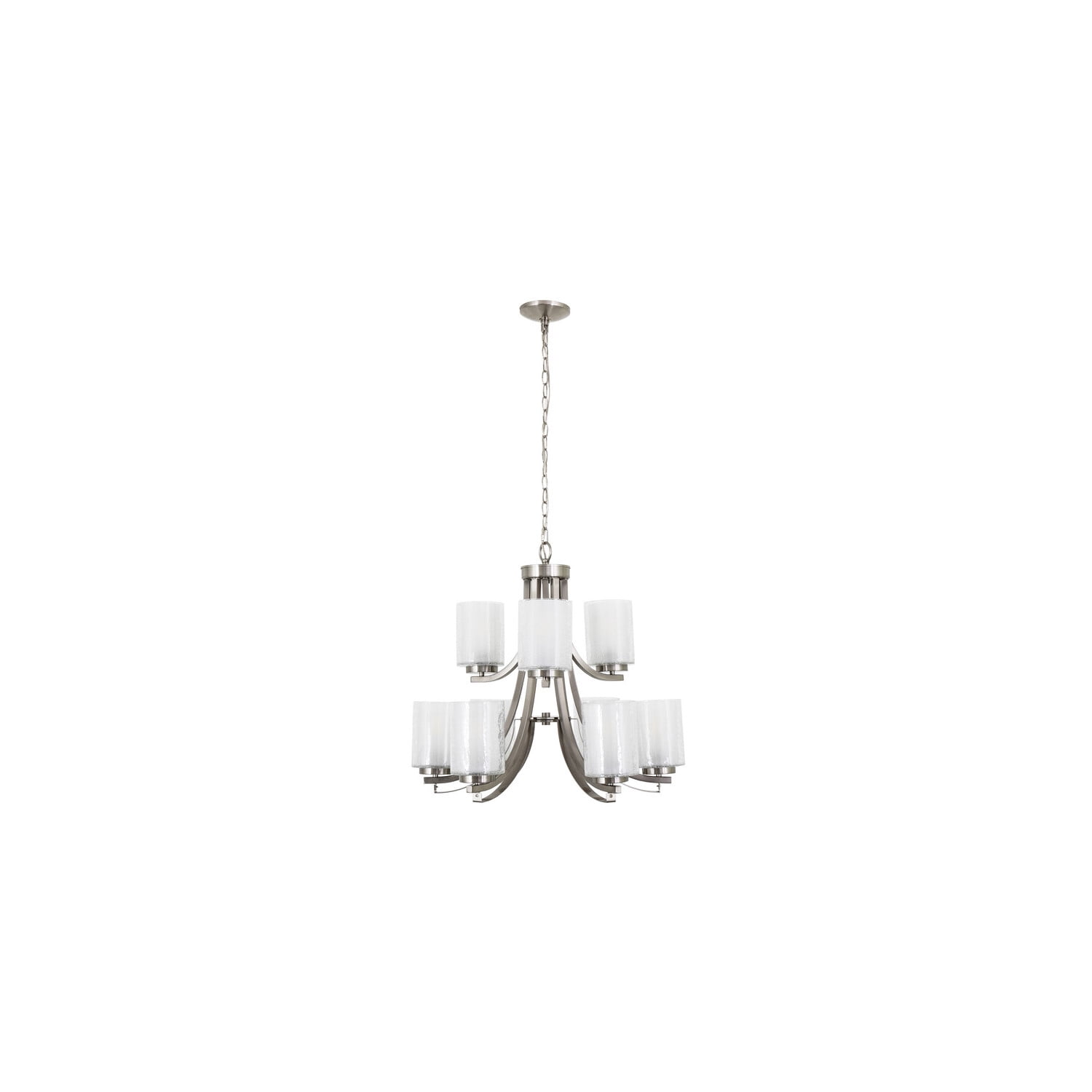 Modern Classic Satin Nickel Nine Light Chandelier