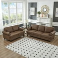 thumbnail image 1 of Modern Classic Design with Nails Living Room 2+3 Seater Sofa Fabric Couch,Upholstered Polyester (Brown), 1 of 11