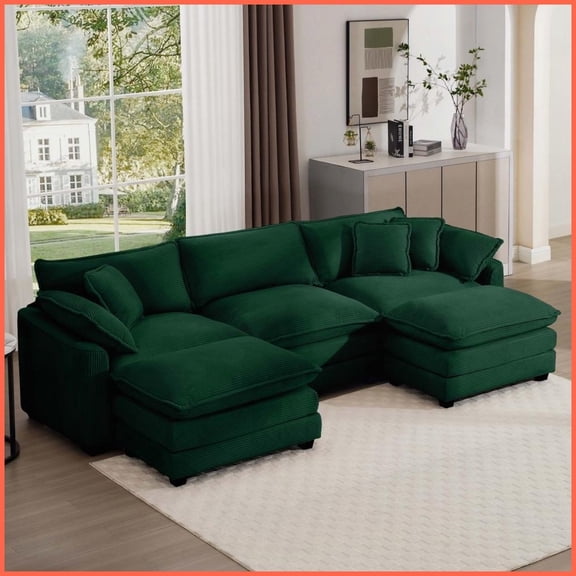 Modern Classic Oversized L-Shaped Corduroy Sofa Bed Set with Modular Design for Living Room