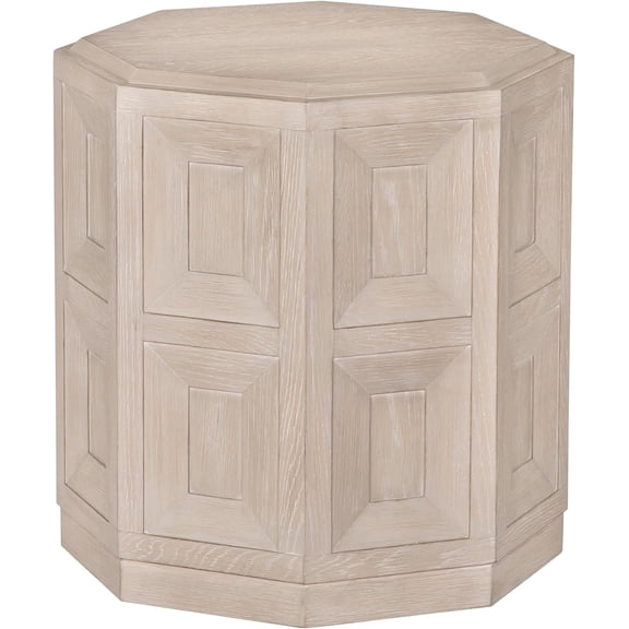 Modern Classic Solid Wood 20-inch Octagonal End Table with Ornamental Sunken Panels for Living Room, Tawny