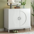 thumbnail image 1 of Modern Classic Storage Cabinet with 2 Doors and Adjustable Shelf, Premium Sideboards with Metal Leg Frame, Simple Accent Cabinets with Circular Door Handles for Living Room Entryway Dining Room, white, 1 of 9