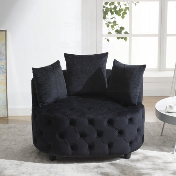 Modern Classical Barrel Chair for Living Room - 40.6 inches Black Accent Sofa with Durable Design