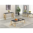 Modern Clear Glass & Gold Stainless Steel Coffee Table Set, (Coffee, 2