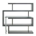 thumbnail image 1 of Modern Clear Glass Swivel Writing Desk, 4 Tier L-Shaped Rotating Versatile Computer Desk with Shelves and Steel Frame - Gray, 1 of 8