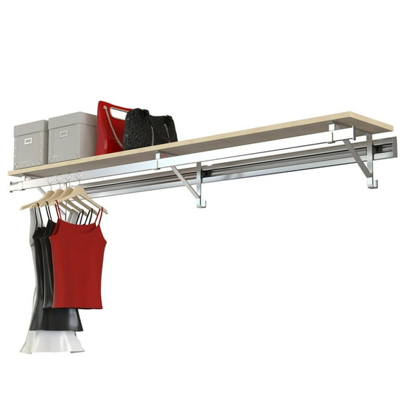 Arrange a Space Closet Hang Rod with Shelf 84in. Maple